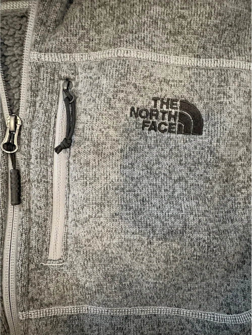 The North Face Men’s Large Gray Sweater Fleece Full Zip Vest Sherpa Lined